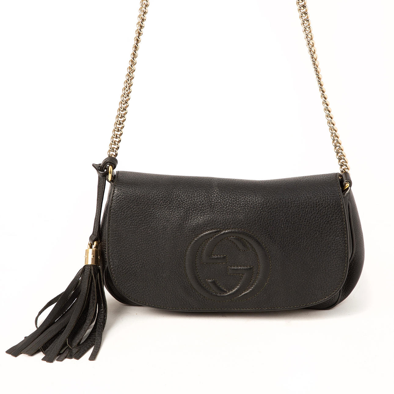 GUCCI, axelremsväska, läder och metall.