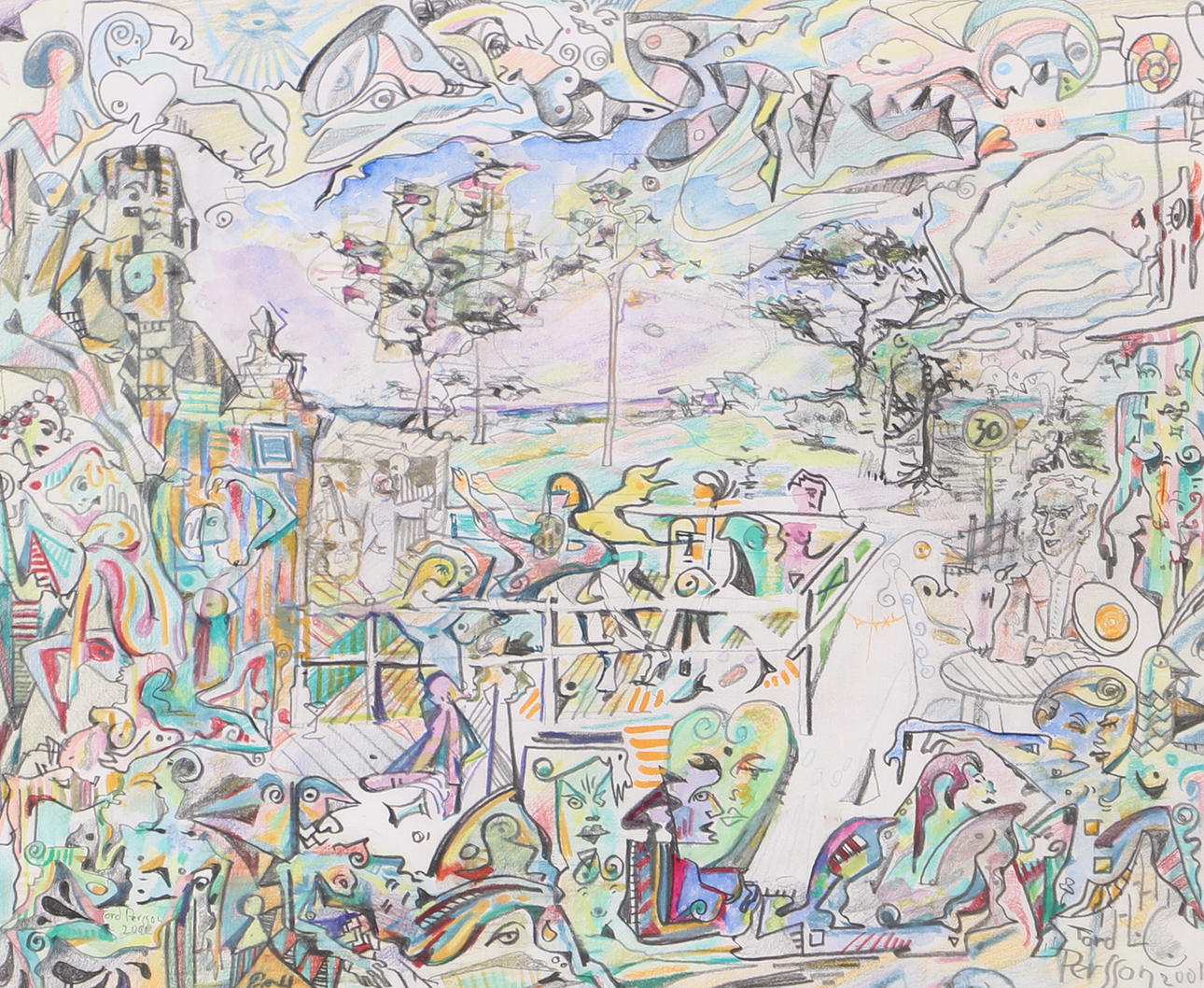 TORD LC PERSSON. Composition, drawing, signed 2001. Art - Drawings ...