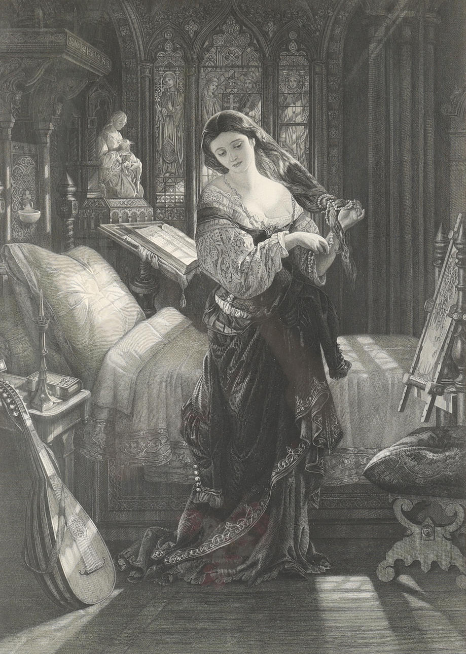 AUGUSTE BLANCHARD EFTER DANIEL MACLISE RA. MADELINE EFTER BÖN (FRÅN JOHN KEATS, FÖRE ST. AGNES, STANZA XIX, LINJER 4-5).