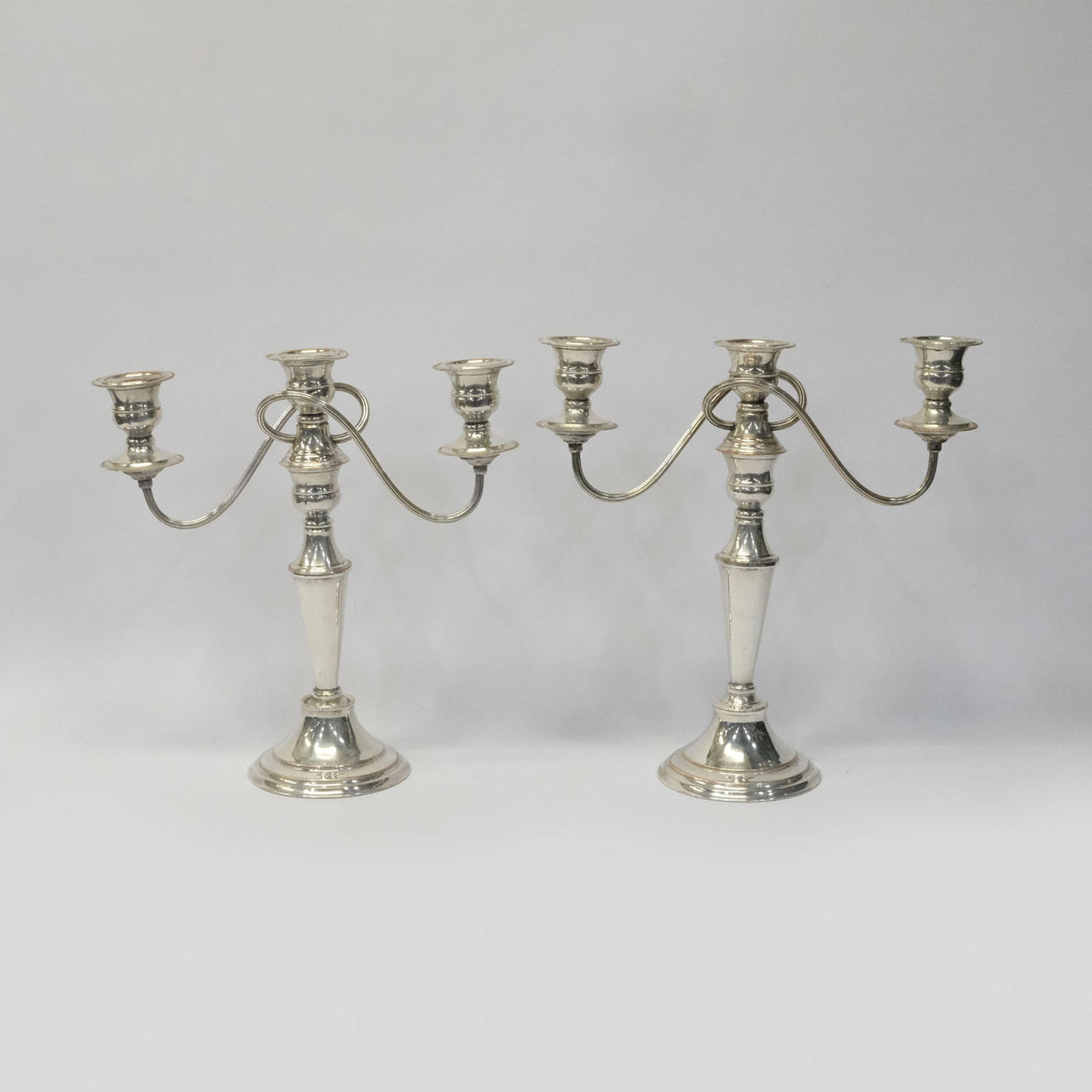 CANDELABROS, UNA PAR, ALPACA.