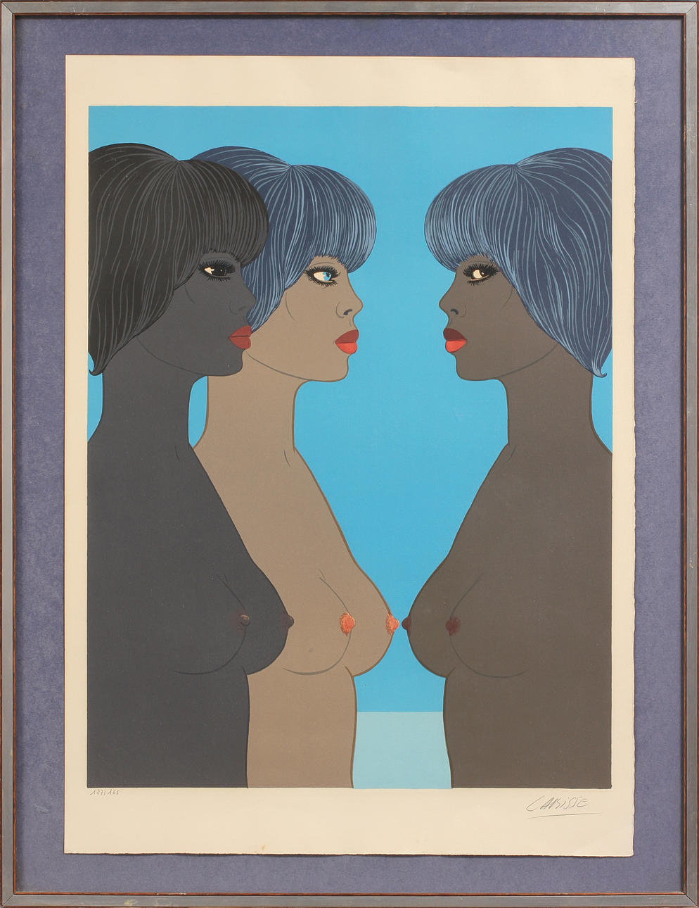 FELIX LABISSE. "Les 3 filles", färglitografi, signerad och numrerad 127/165.