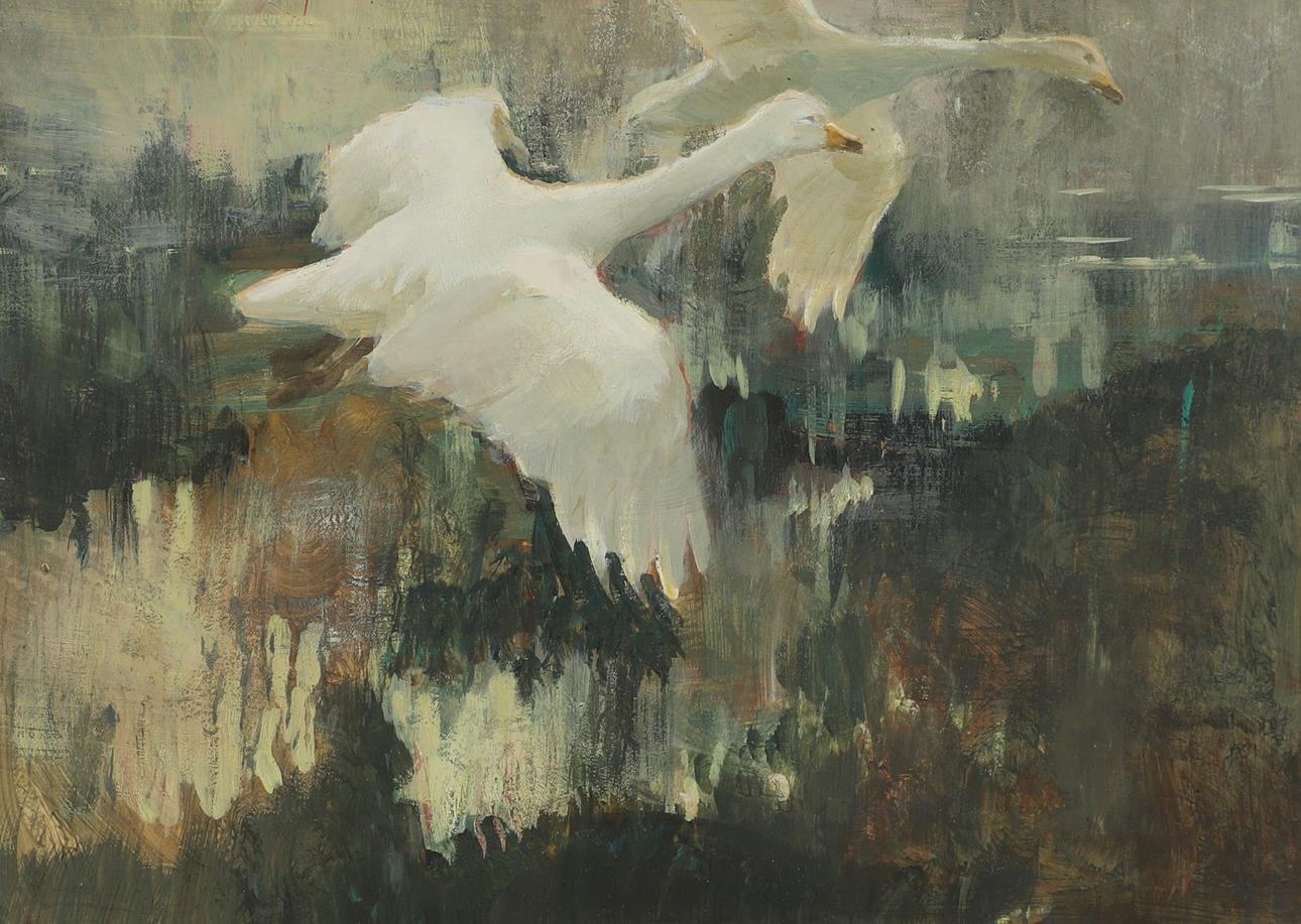 CHARLES WALTER SIMPSON (1885-1971). SWANS.