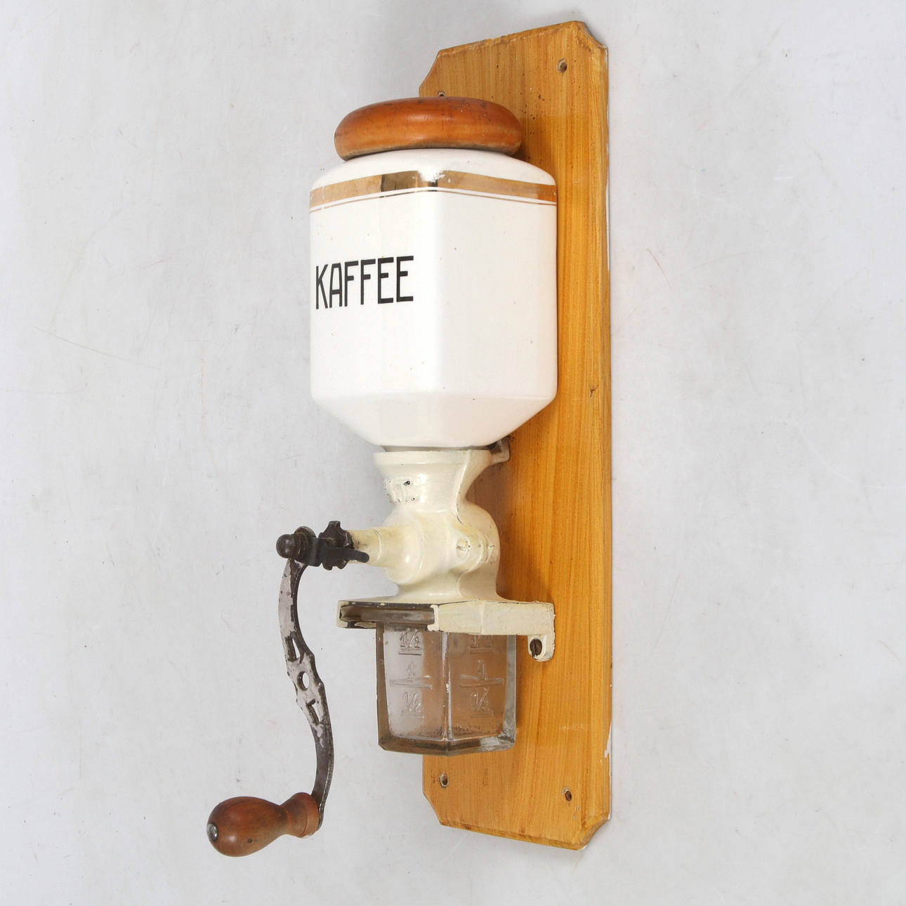 COFFEE GRINDER, wall handle, marked "HT", 1900s.