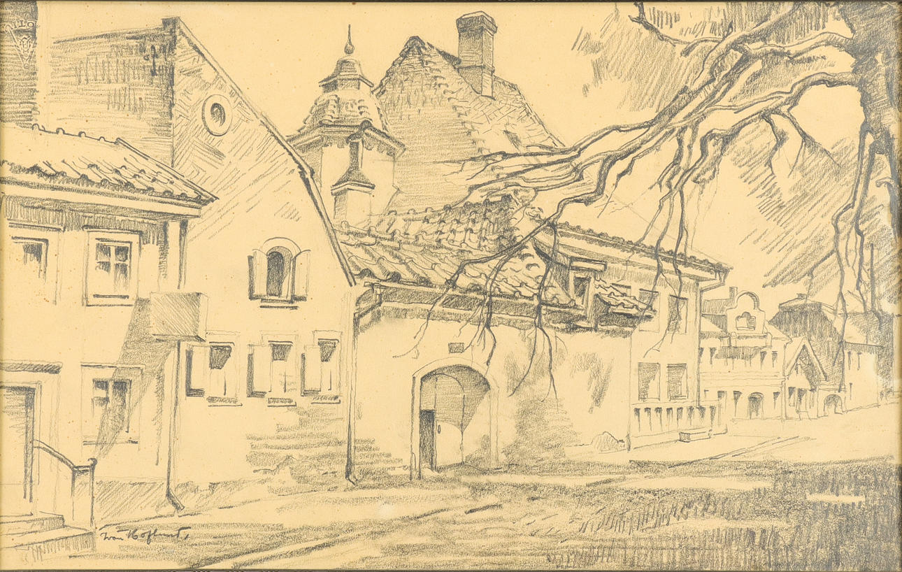 IVAN HOFLUND. Tegning, signeret.