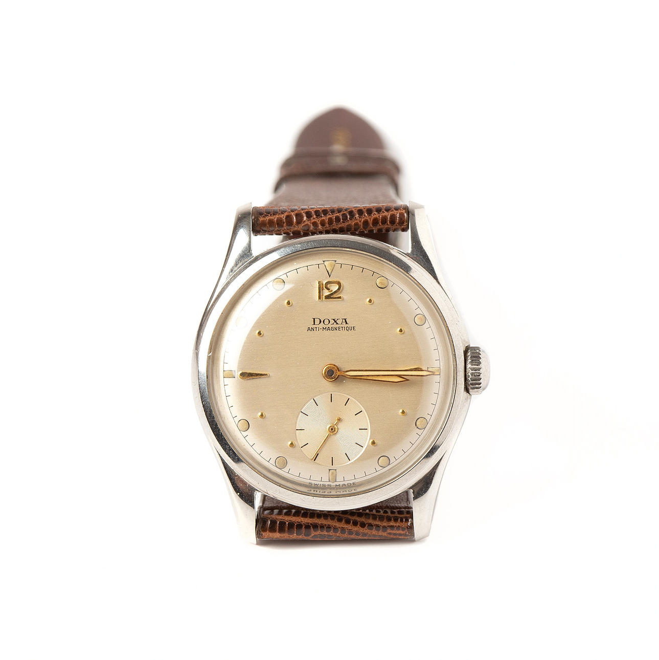 DOXA, wristwatch, steel, 1940s.
