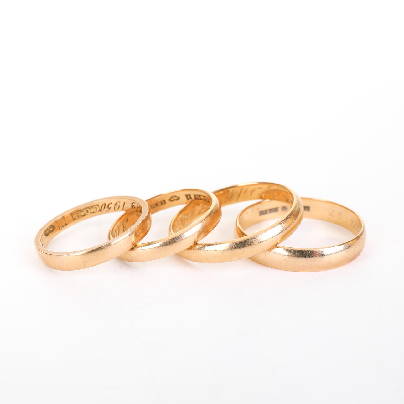 RINGAR, 4 stycken,18 karat,vikt 11,32 gram.