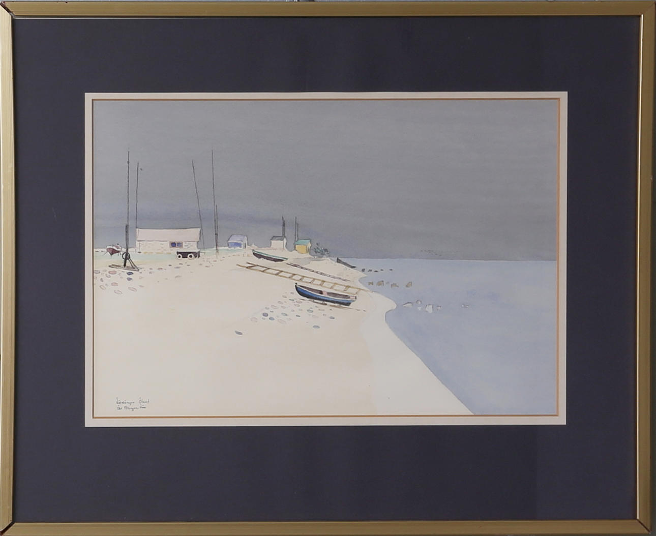 ÅKE PETTERSSON-NÅW. Fiskeläge Öland, akvarell, signerad.