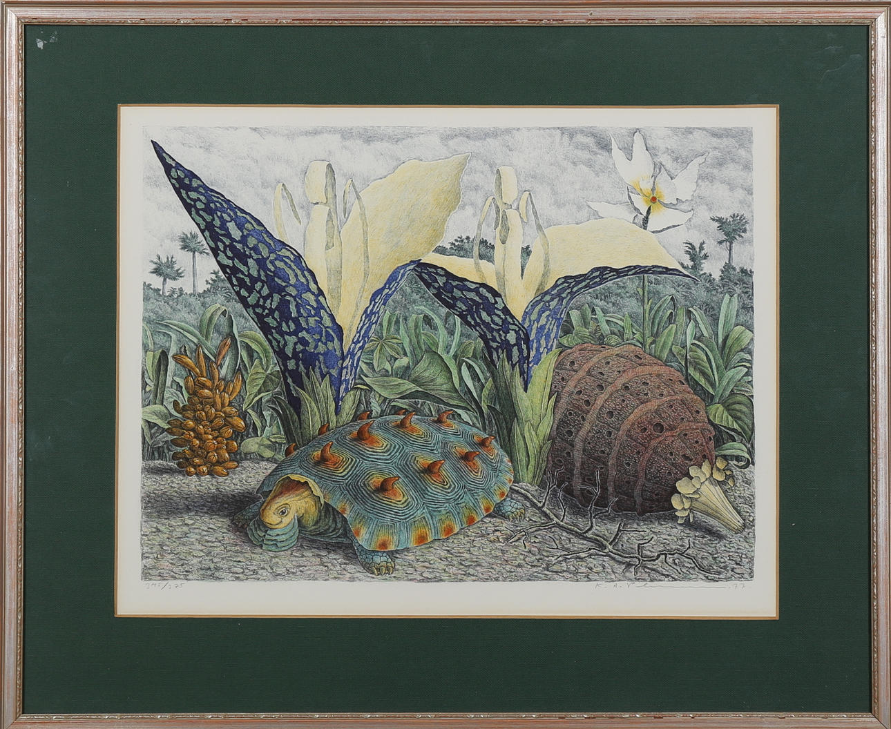 KARL AXEL PEHSON. Färglitografi, exotiskt motiv, signerad, numrerad 345/375 samt daterad -77.