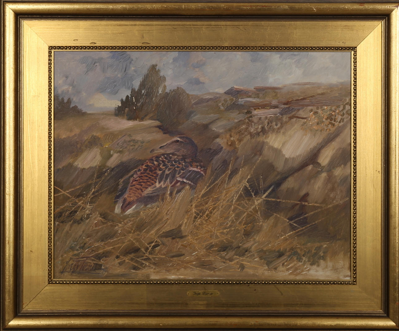 INGE FRITZ ROLAND TÖRNER. Ruvande ejderhona, olja på duk, signerad Inge Törner.