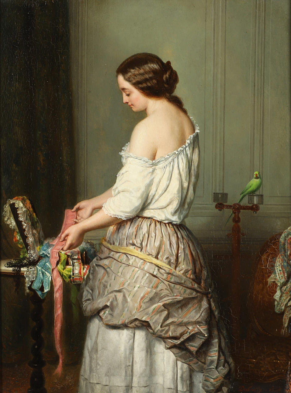 ADOLPHE HENRI DUBASTY (1814-1883). SELECTING SILKS.