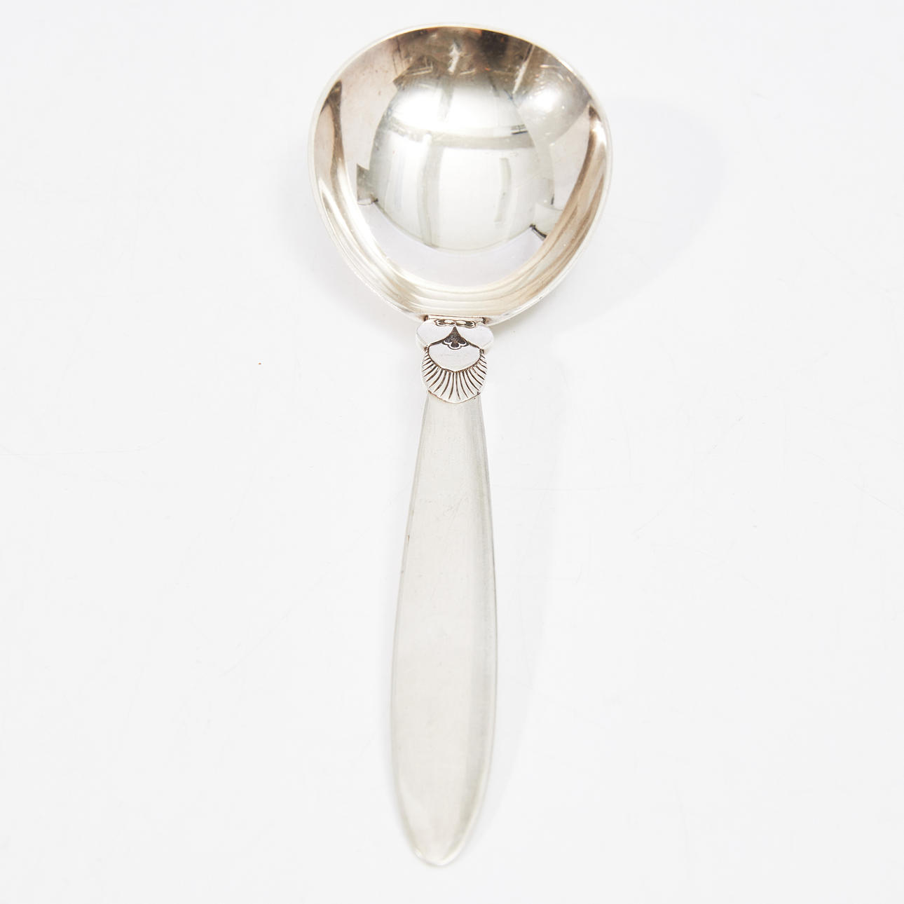 GUNDORPH ALBERTUS. Serving spoon, sterling silver, model "Cactus", designed 1930, Georg Jensen, Swedish import stamp.