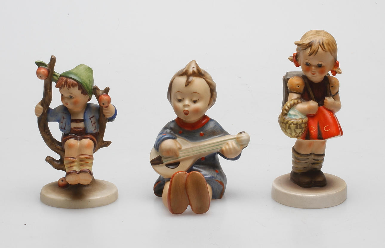 FIGURINER, 3 st, porslin, MJ Hummel, Goebel, Tyskland.