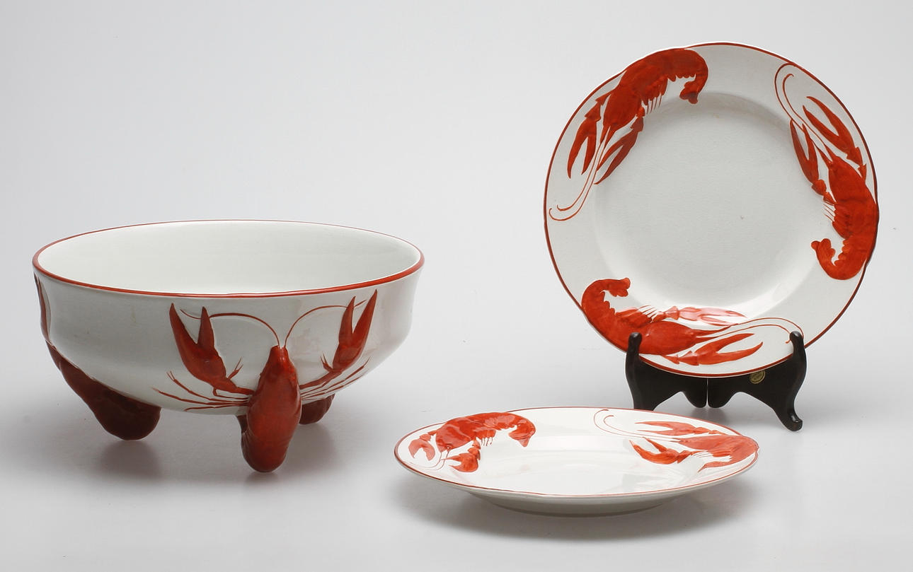 KRÄFTSERVISDELAR, 3 delar, flintgods, Rörstrand, 1900-talets första hälft.