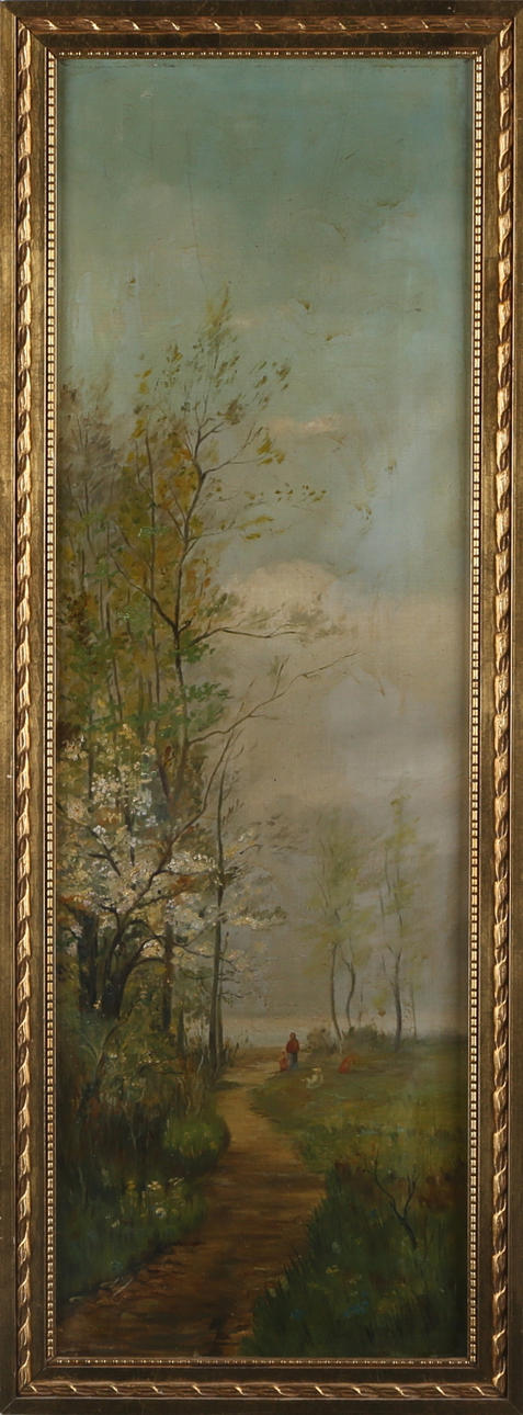 OIDENTIFIERAD KONSTNÄR. Vårlandskap, olja på duk, 1800-talets senare del.