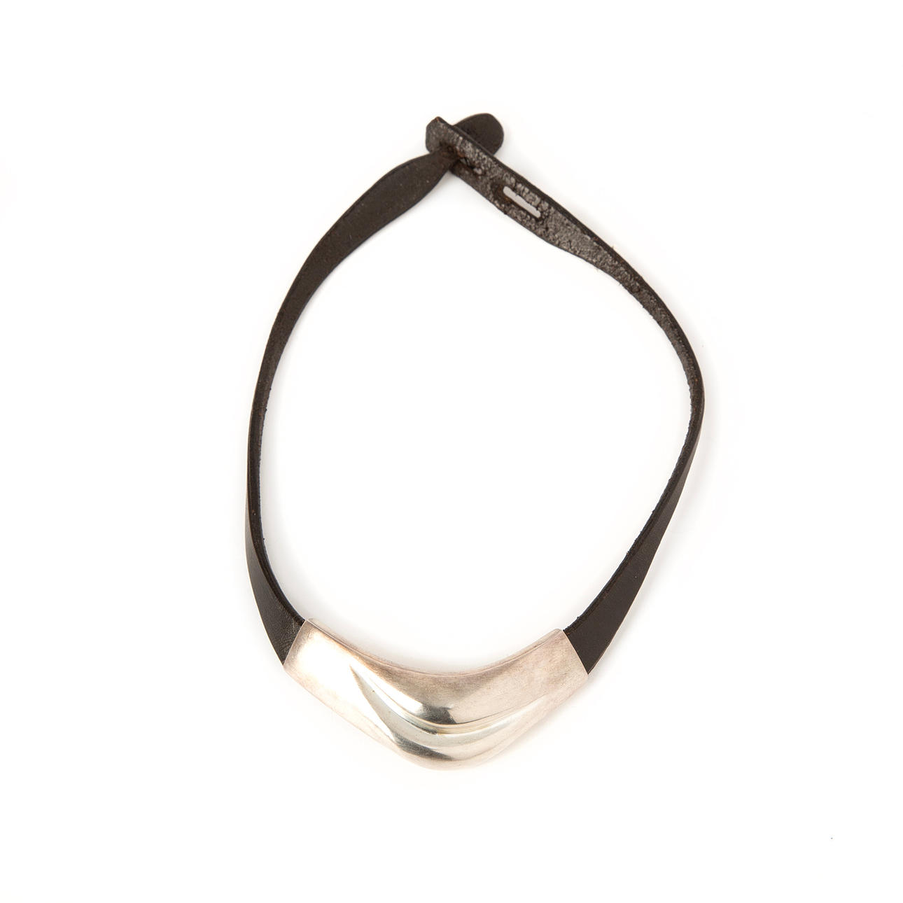 POUL HAVGAARD. Collier, sterlingsilver och svart läder, Lapponia ...