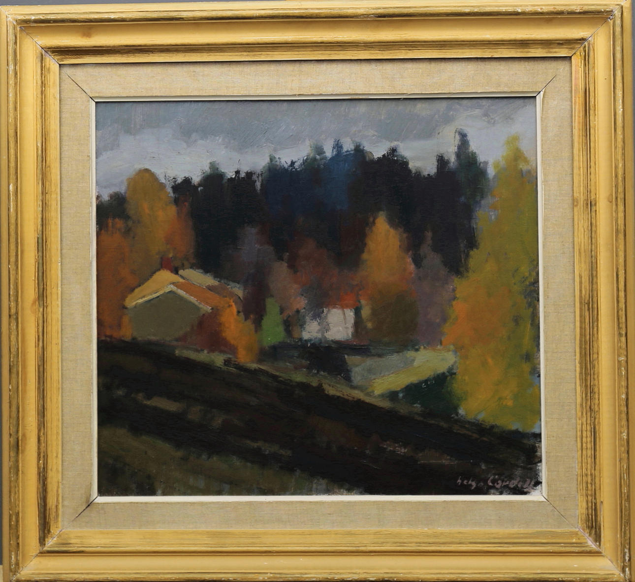 OIDENTIFIERAD KONSTNÄR. Olja på duk, landskapsmotiv, signerad Helge Cordell?