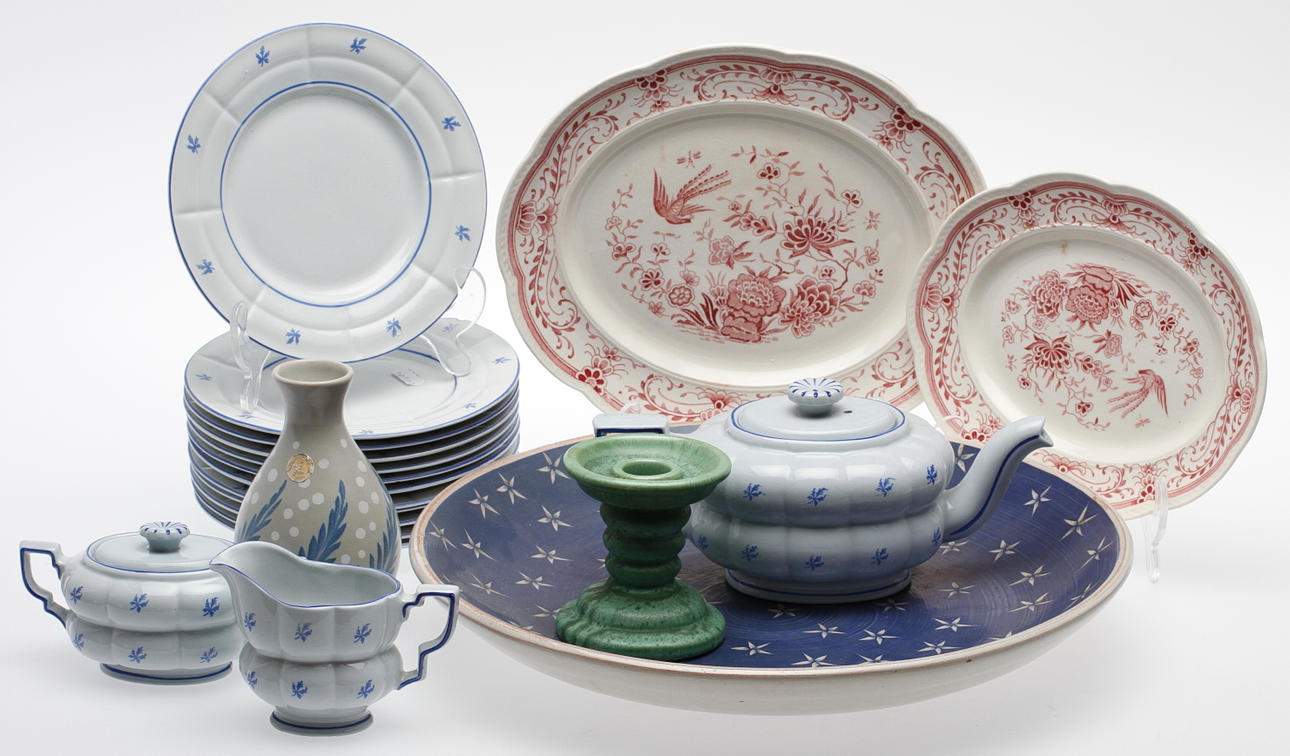 KERAMIKFÖREMÅL, 20 delar, Bobergs fajansfabrik, Gefle och Upsala Ekeby.