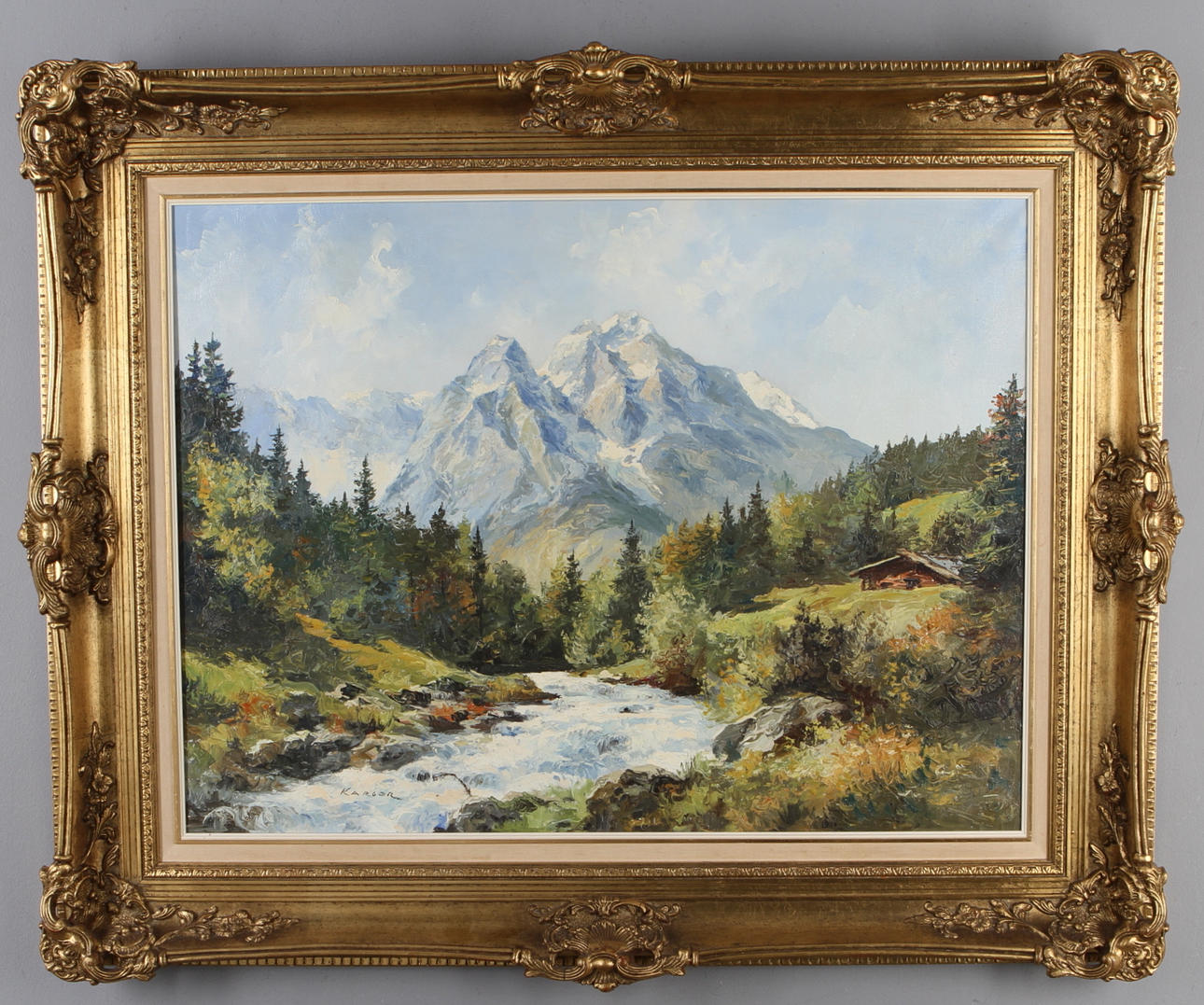 ERNST F. KARGER. alpmotiv, olja på duk, signerad.