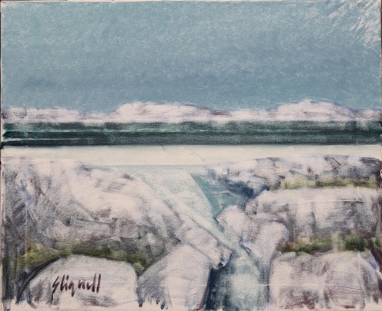 SVEN LIGNELL. Olja på duk, kustbild, signerad S Lignell.