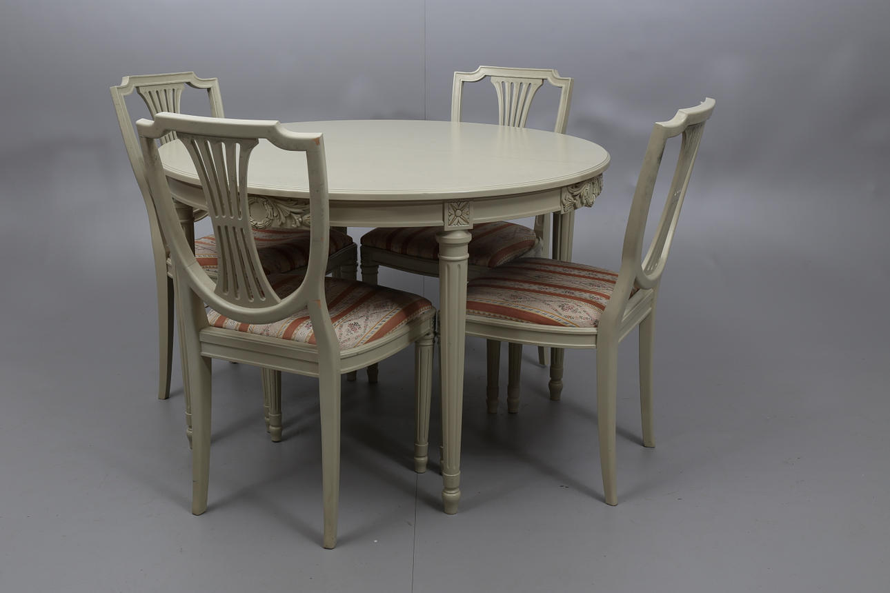 MATSALSGRUPP, 6 delar, gustaviansk stil, 1900-talets mitt.