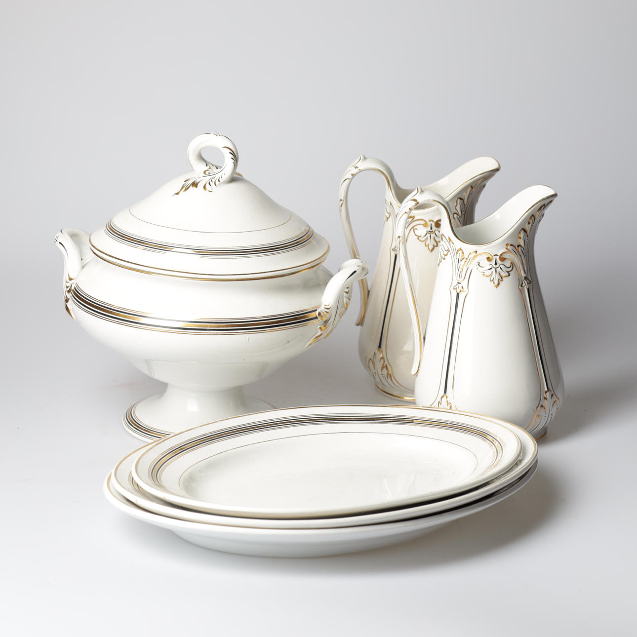 TABLEWARE PARTS, 6 pcs, ceramics, 1900s.