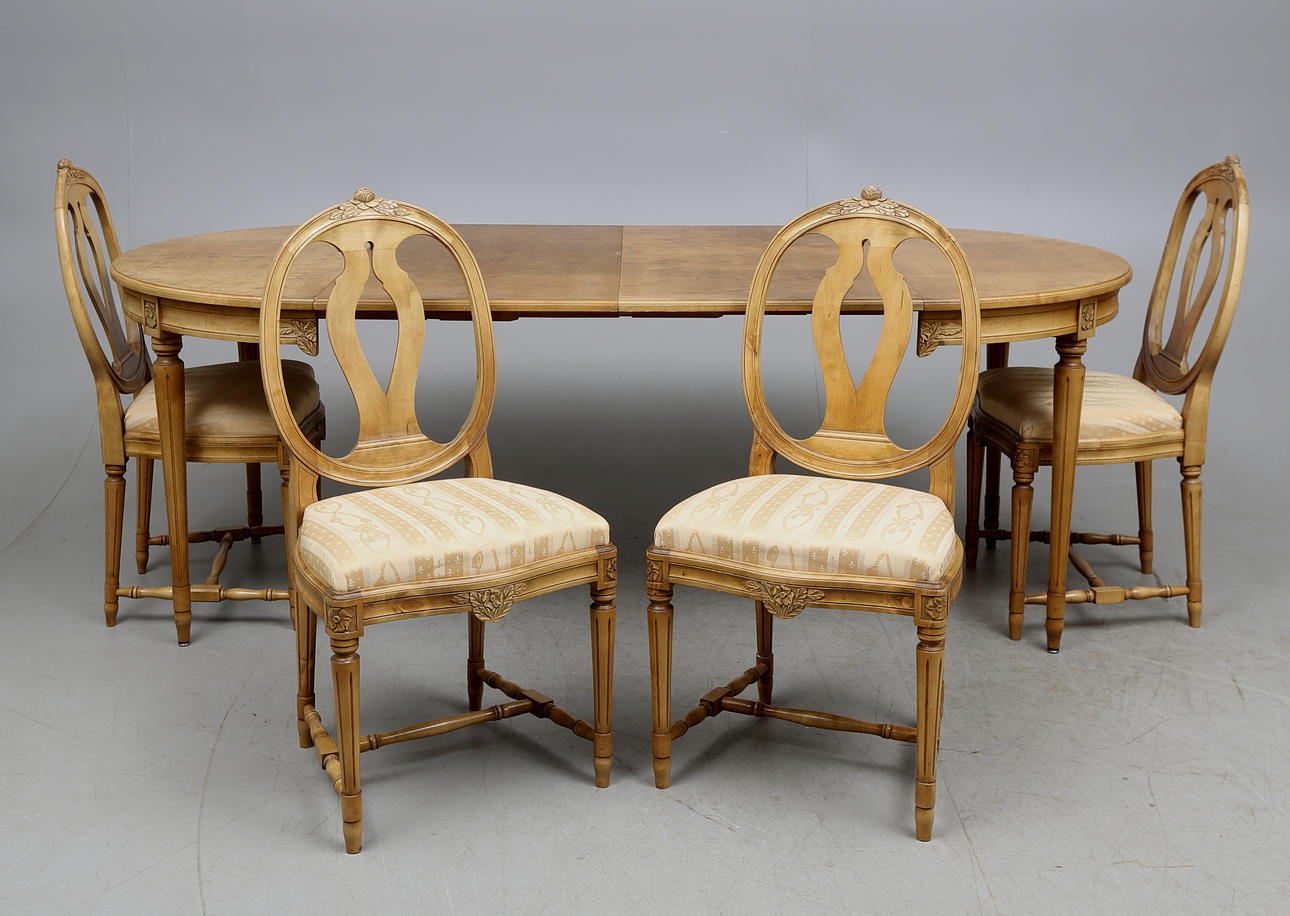 MATSALSGRUPP, 5 delar, gustaviansk stil, 1900-tal.
