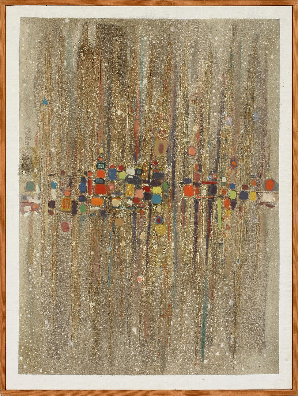 ABDELKADER GUERMAZ. Komposition, olja på duk, signerad.