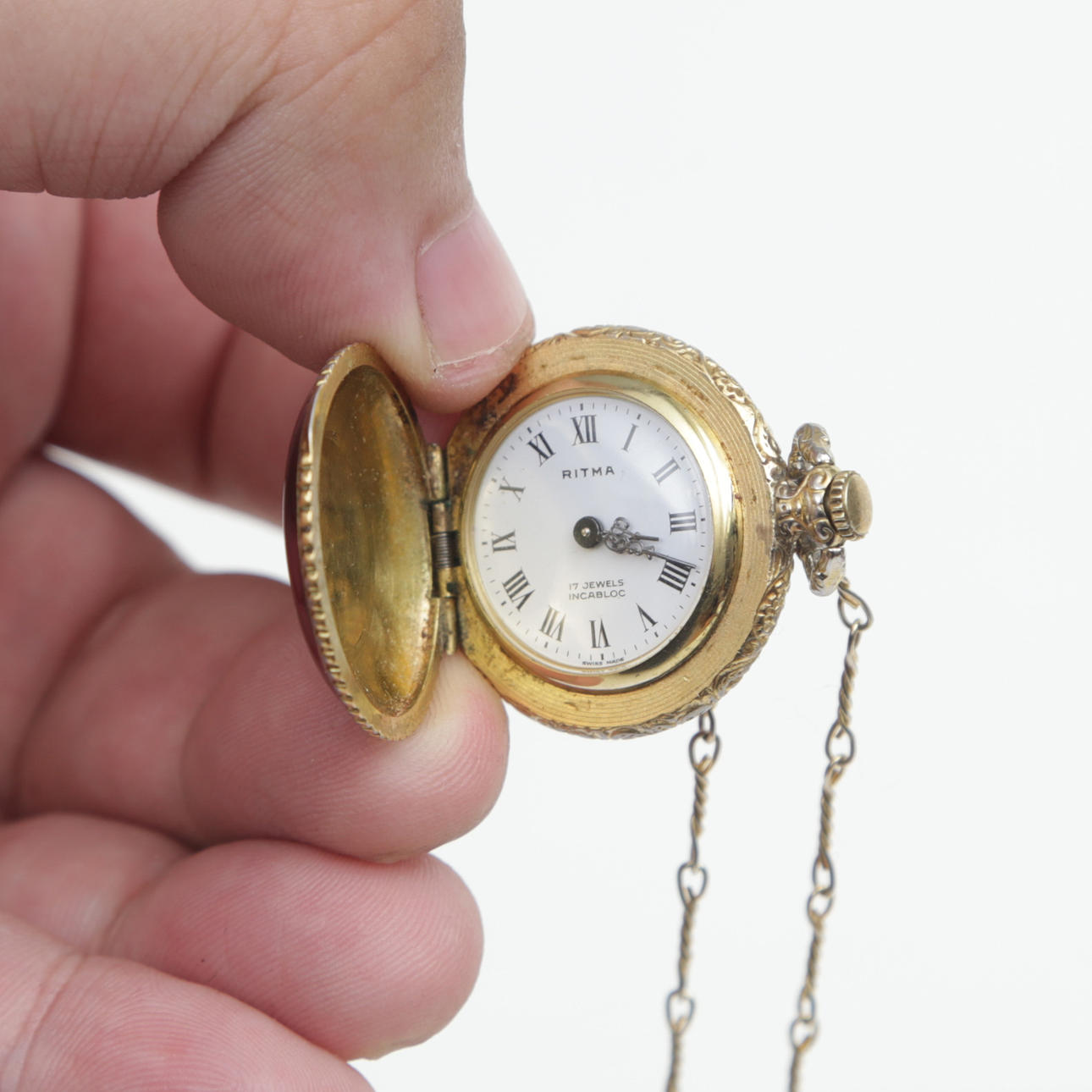 WOMEN'S POCKET WATCH, with necklace, metal, Ritma, 1900s. Clocks
