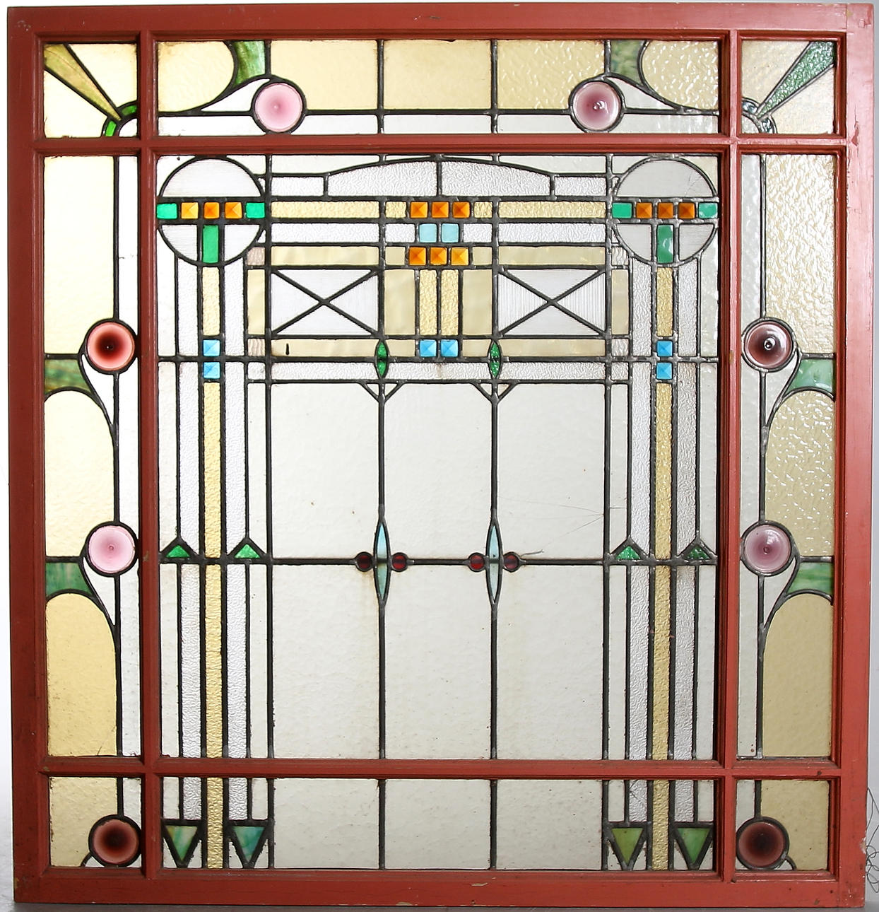 BLYGLASFÖNSTER, ett par. Jugend. 1900-talets början.