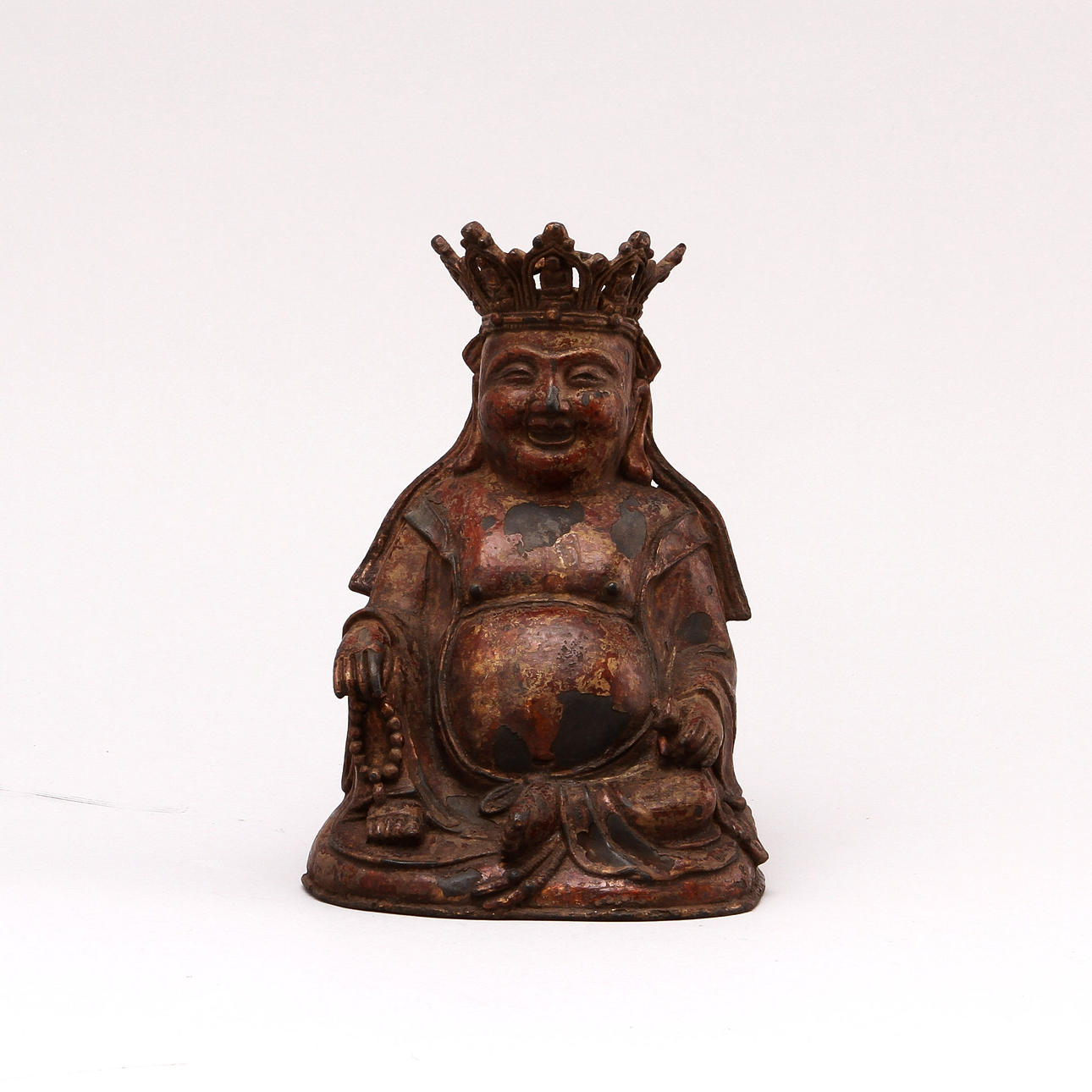 FIGURIN, sittande Putai, järn, Kina, Mingtyp.