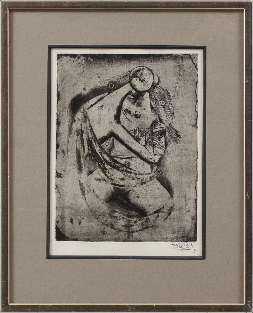 JOHNNY FRIEDLAENDER. Grafiska blad, 2 st, figurkompositioner, signerade .