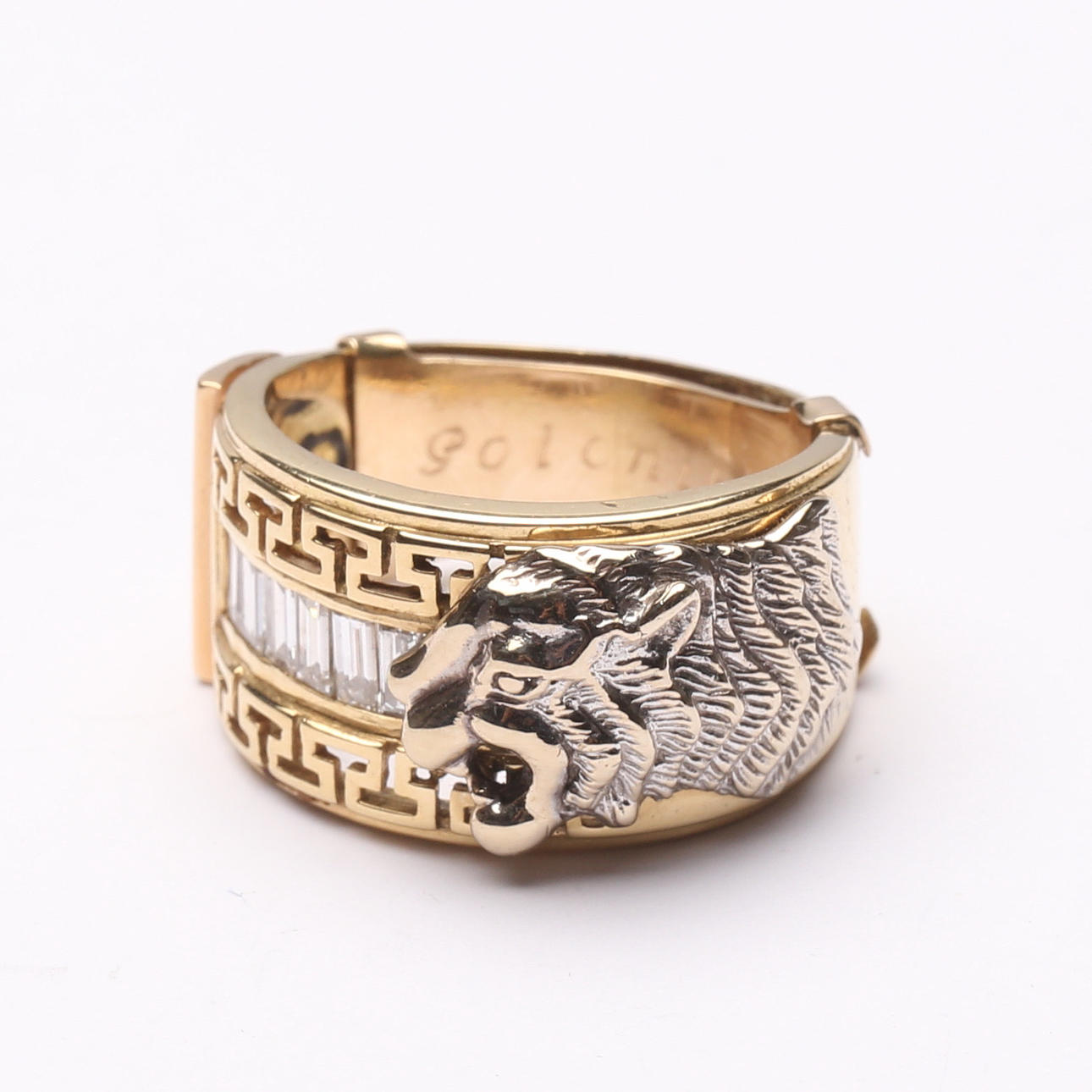 RING, guld, diamanter, lejon, 18k, ca 16,2 gram.