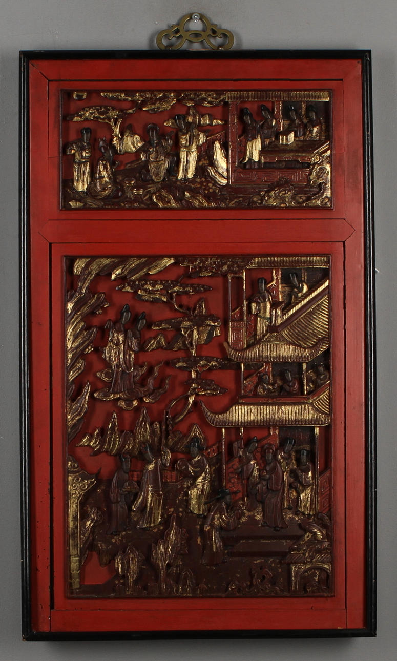 RELIEF, skuret trä, Kina, 1900-tal.