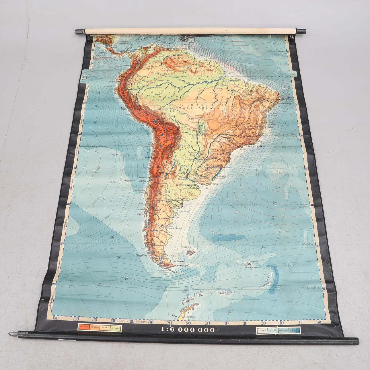 SKOLKARTA, Sydamerika, tysk text, 1900-talets mitt.