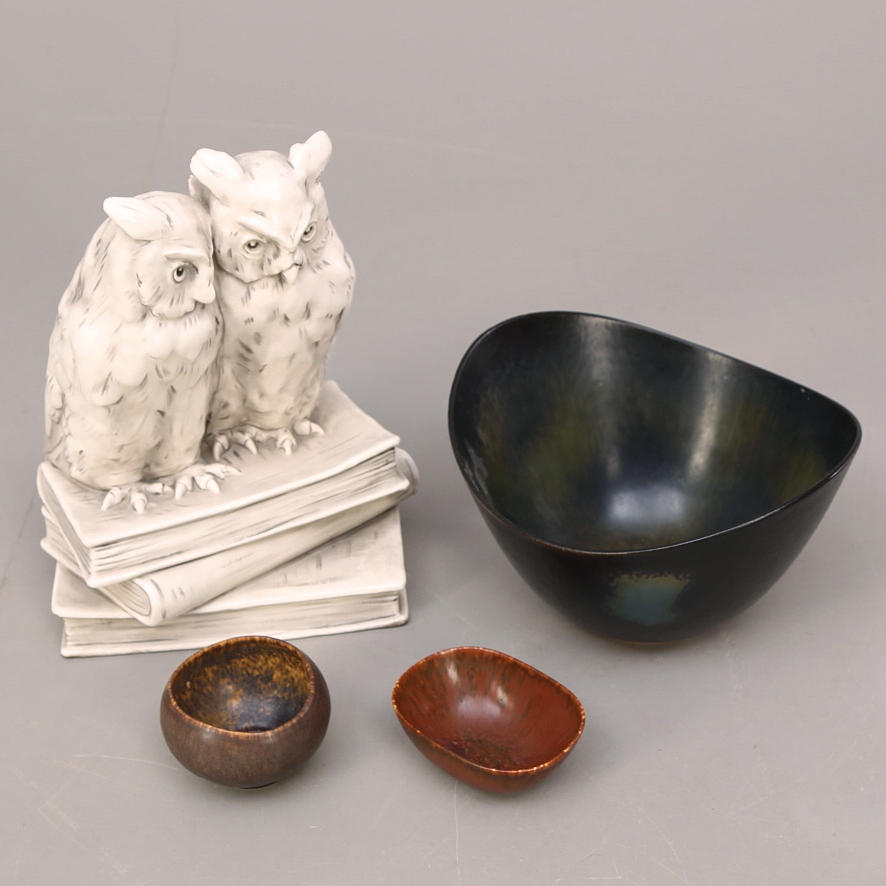 KERAMIKFÖREMÅL, 4 st, Rörstrand, Nylund, Stålhane, 2.a sort.