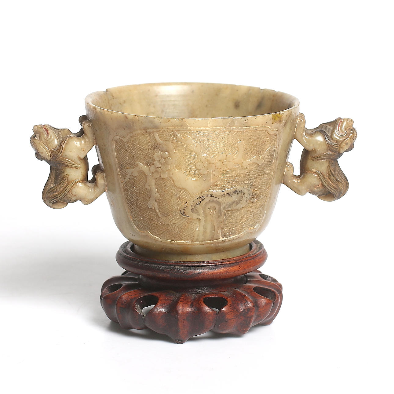 VINOFFERBÄGARE, Alabaster, Kina, sannolikt 1700-tal.