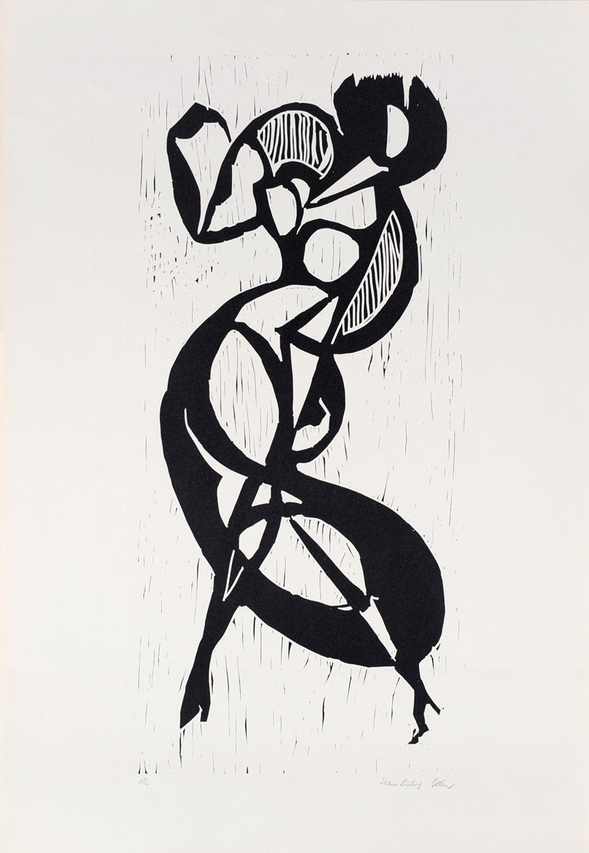 HANS LUDWIG. TILLSKRIVEN. Träsnitt ”Spanjor”. Numrerad 1/2, handsignerad.