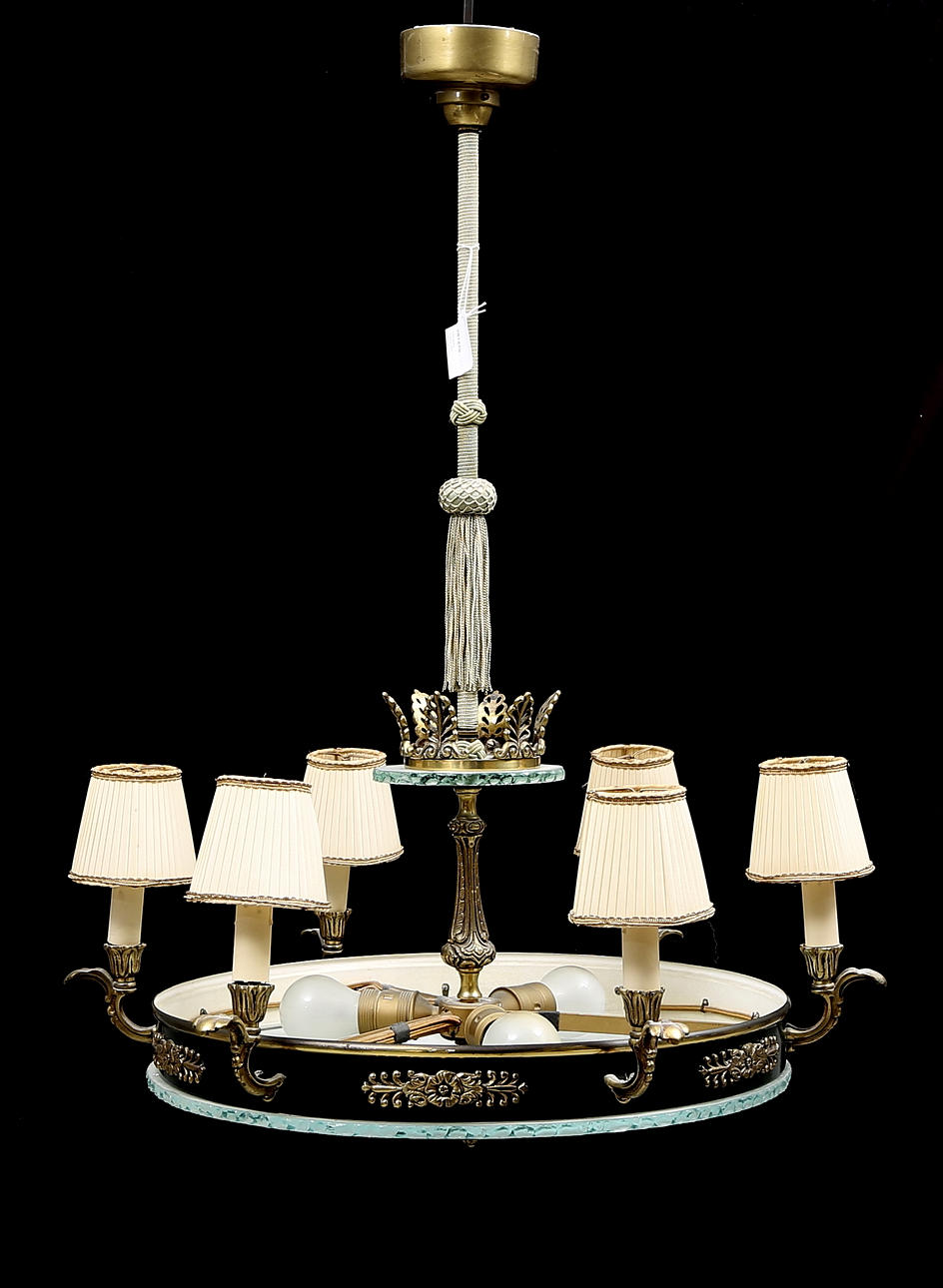 TAKLAMPA, möjligen Böhlmarks, omkring 1900-talets mitt, total höjd ca. 82 cm.