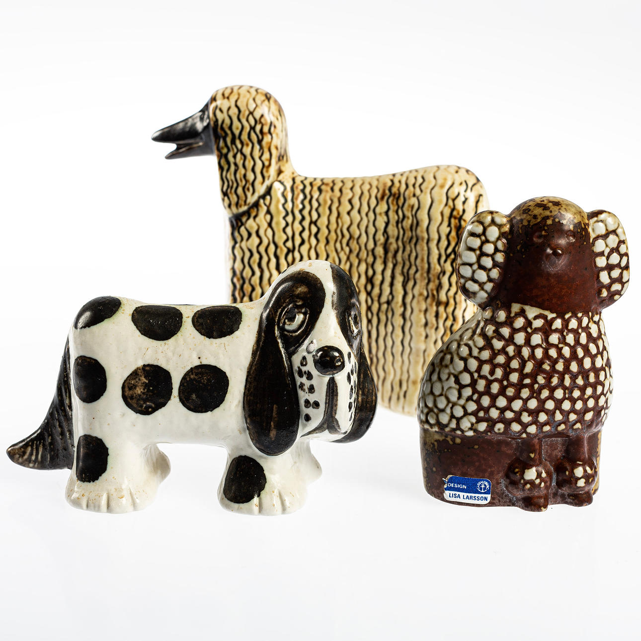 LISA LARSON. Hunde, 3 stk, stentøj, Gustavsberg.