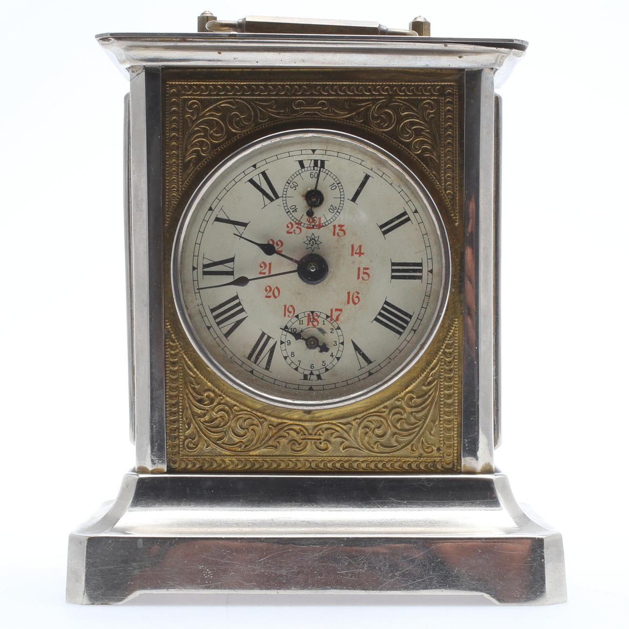 BORDSUR, plåt, glas samt mässing, Junghans, 1900-tal.