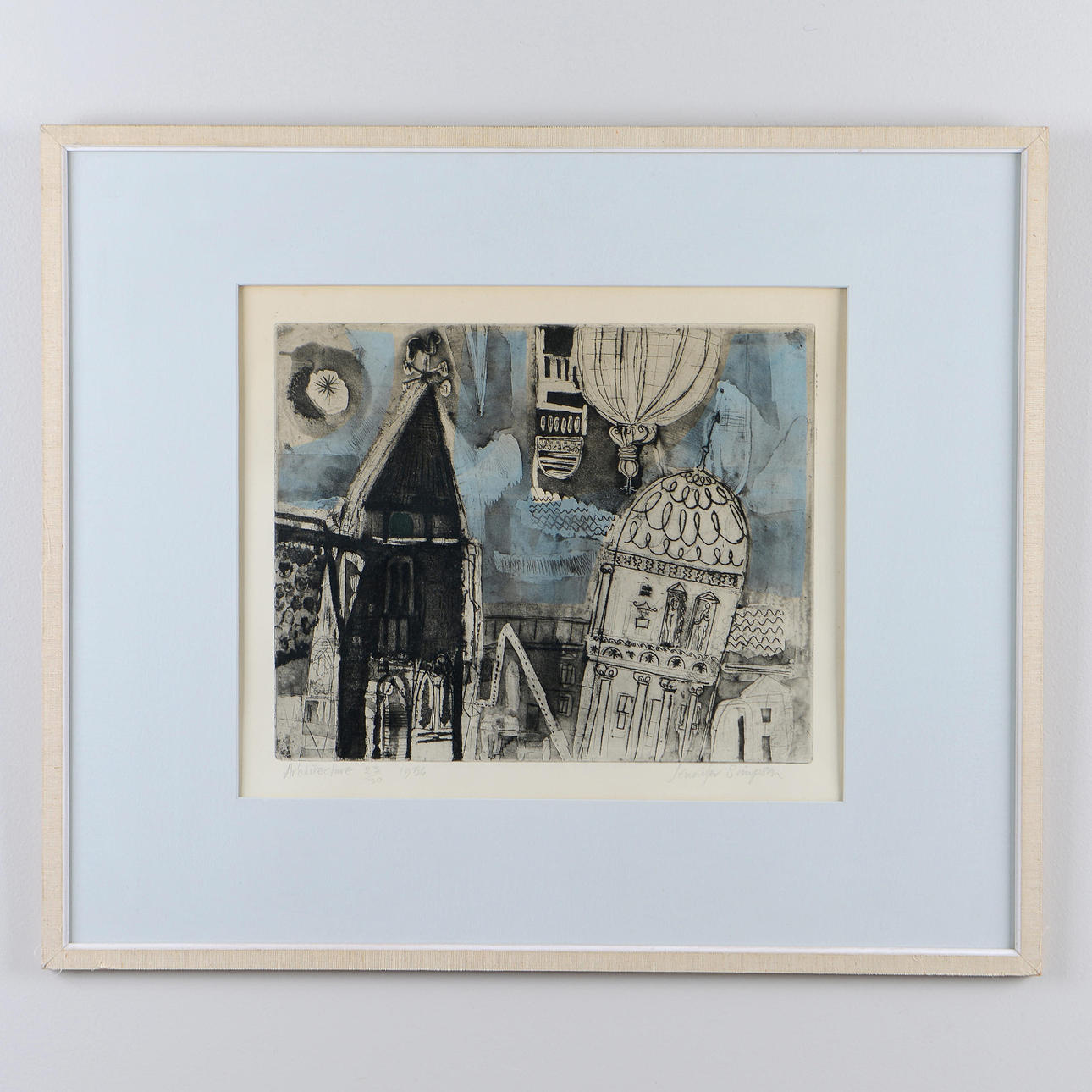 JENNIFER SIMPSON. Lithography, "Architecture", signed, numbered 23/30 and dated 1956.