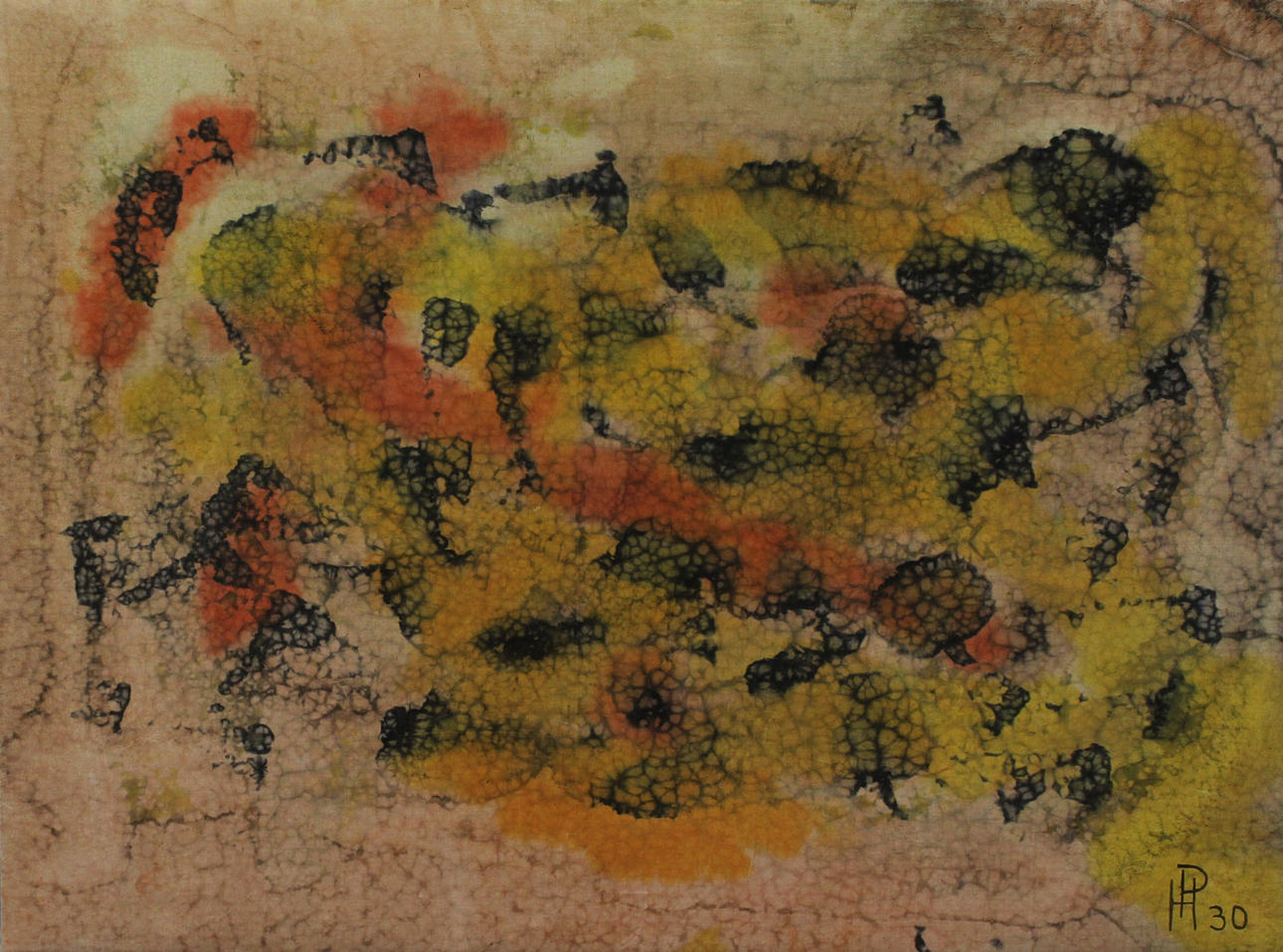 HENRI PFEIFFER. Komposition. Olja på silkesduk uppklistrad på duk. Signerad H P och daterad -30.