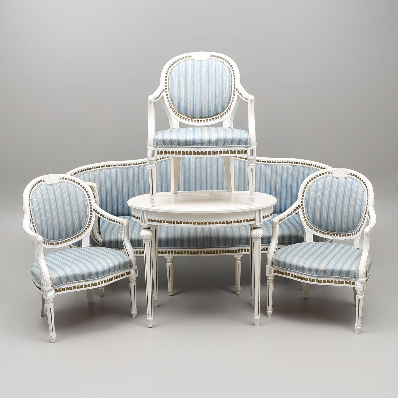 SALONGSMÖBEL, 5 delar, gustaviansk stil, tidigt 1900-tal.