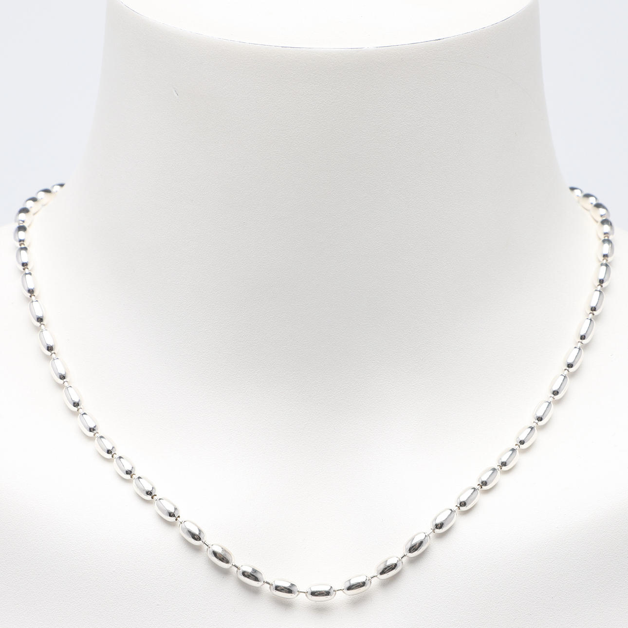 NECKLACE, sterling silver, ball chain, contemporary.