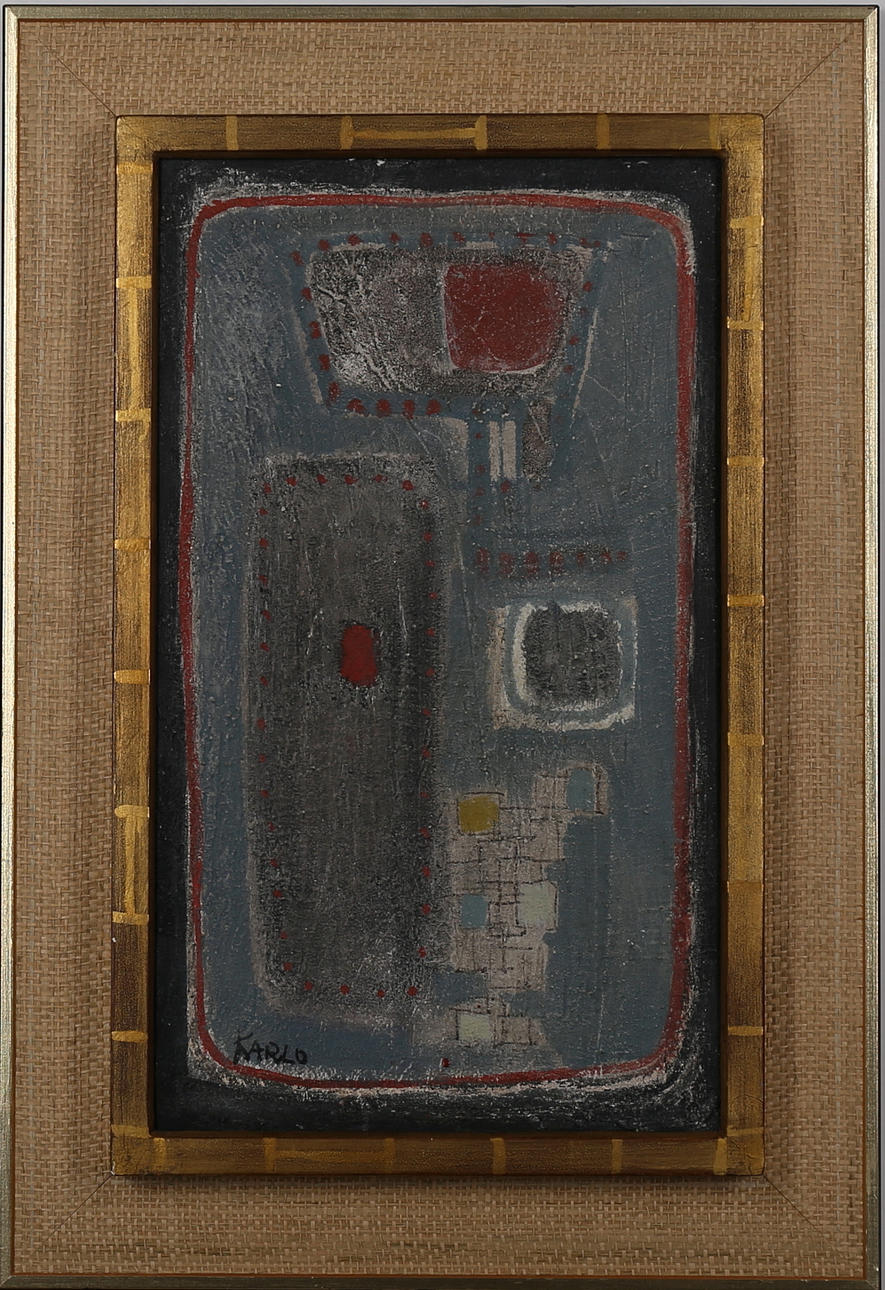 OKÄND KONSTNÄR, abstrakt komposition, olja på duk, signerad Karlo.