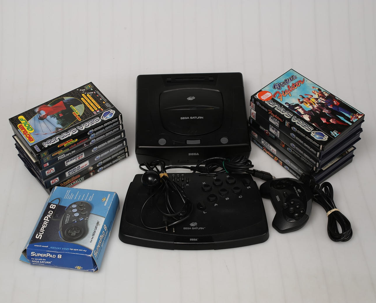 GAME CONSOLE, Sega Saturn, accessories, 2 controllers, 14 games.