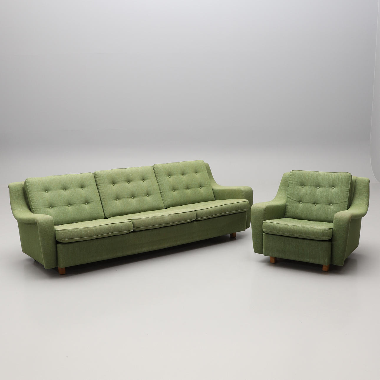 SOFA AND ARMCHAIR, DUX. 1950s-60s.