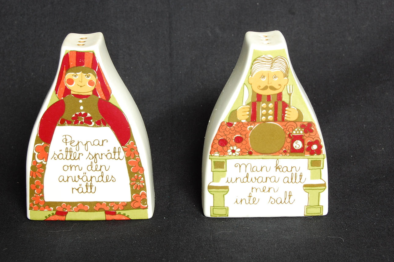 SALT, PEPPAR, 2 delar, porslin, 1960-tal.