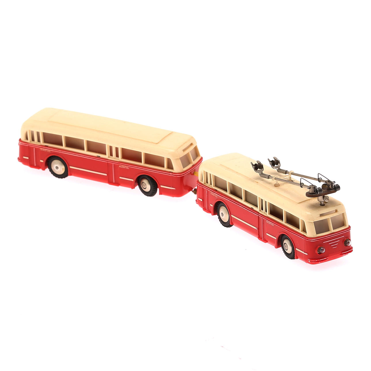 trolley bus HO rouge crème 2 axes 4 roues DGPM Eheim Brawa moteur éclairage