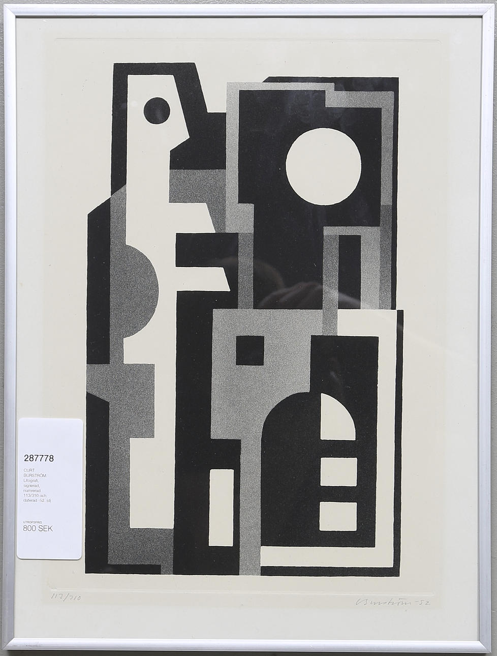 CURT BURSTRÖM. Litografi, signerad, numrerad 113/310 och daterad -52.